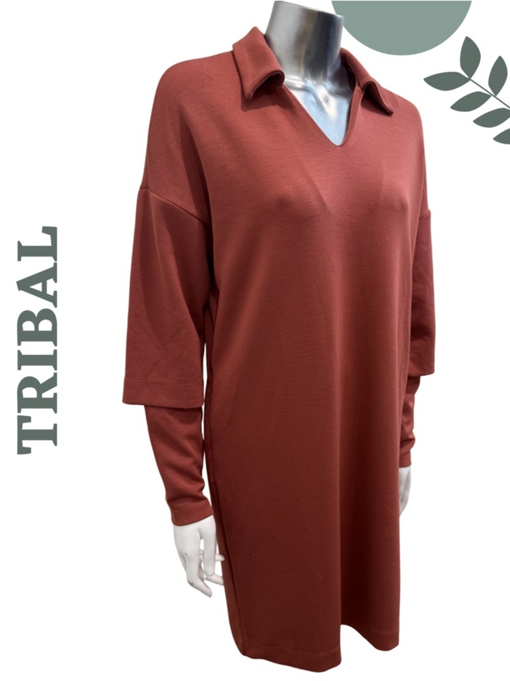 Tribal Mahogany Collared Pocket Dress Small Stretch - Picture 4 of 9